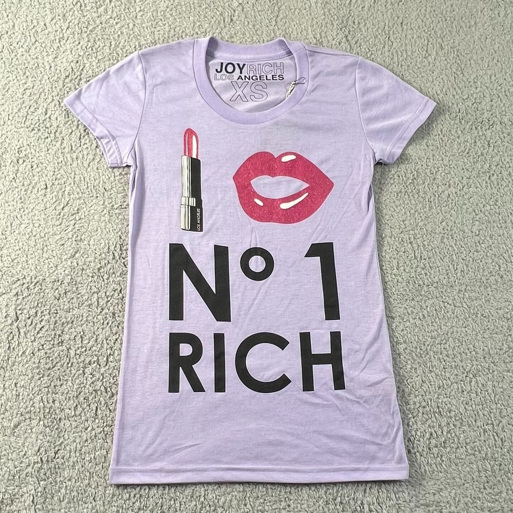JOYRICH Los Angeles Slim T-Shirt Graphic Print Purple Women's Size XS VTG‎ NWT